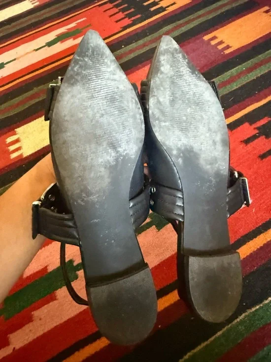 Steve Madden Black Buckle Leather Flats - Picture 3 of 5